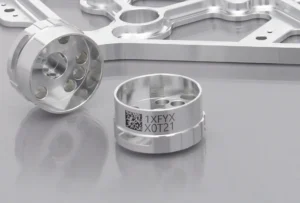 qr codes laser marked onto a metal component