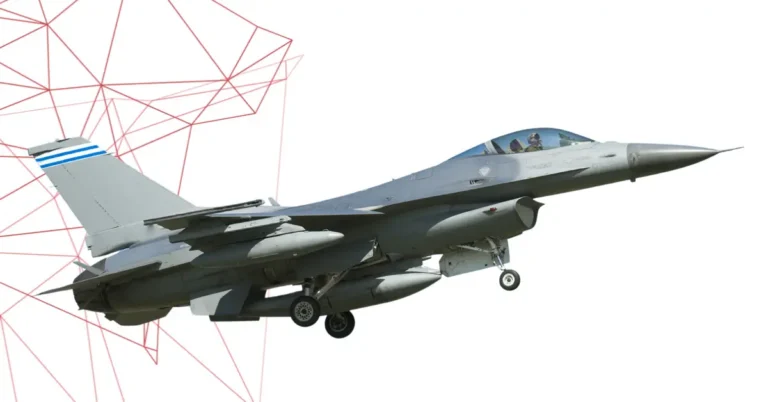 A fighter jet with engravings