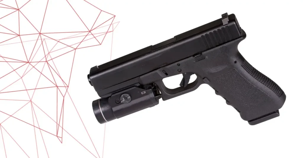 a glock hand gun with engravings