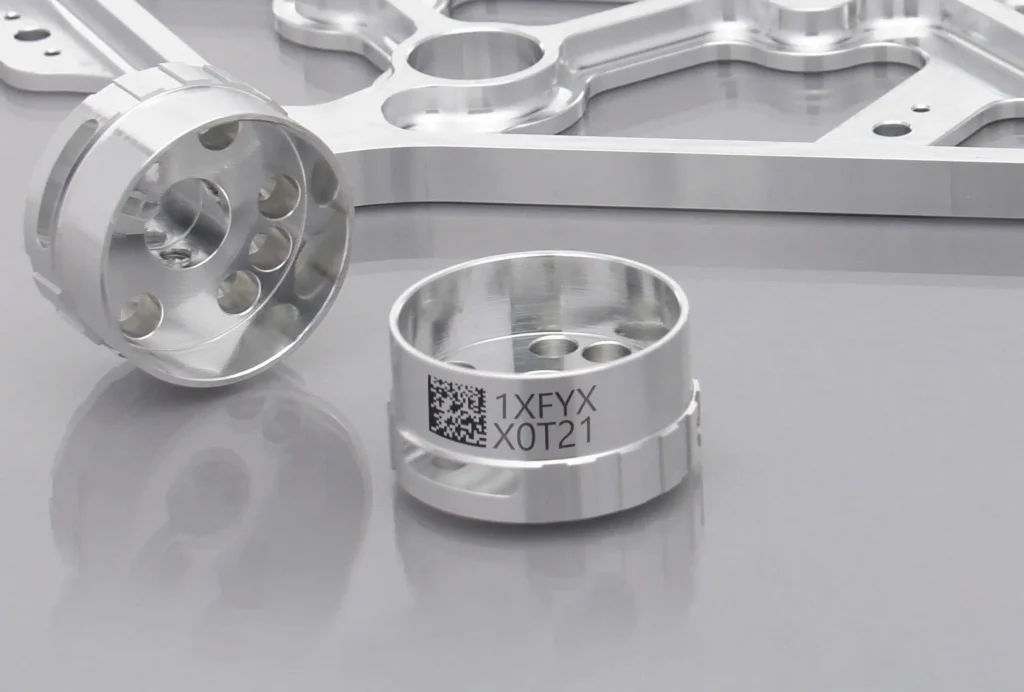 qr codes laser marked onto a metal component