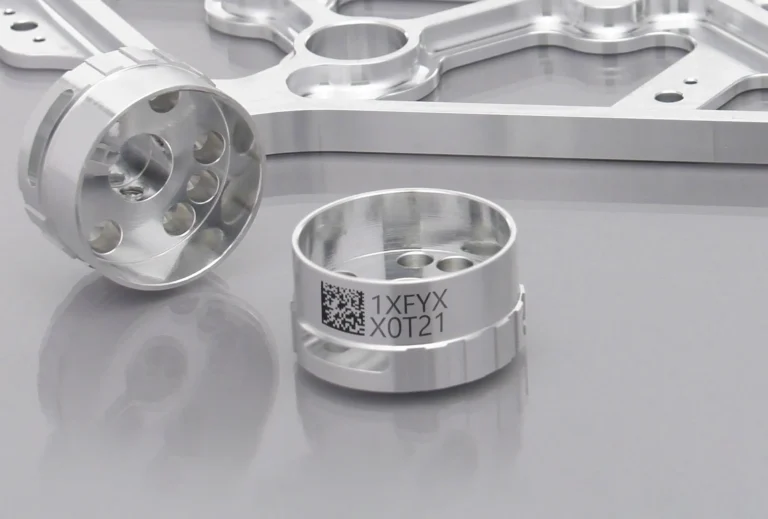 qr codes laser marked onto a metal component